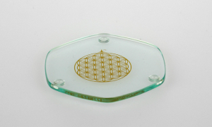 9cm Energy plate with Gold Flower of Life