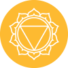 Yellow Solar Plexus Chakra motive on glass with Courage as the chakra affirmation.